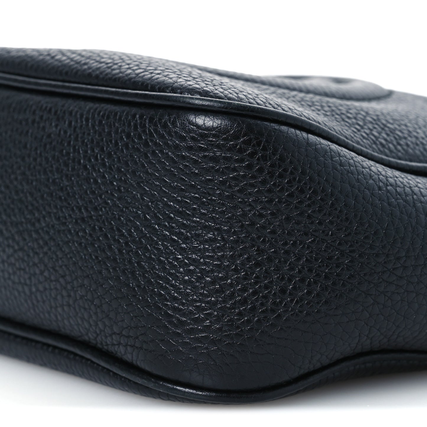 Pebbled Calfskin Small Soho Disco Bag Black
