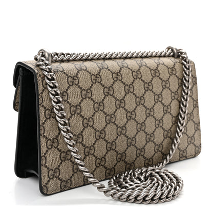Gucci GG Supreme Monogram Suede Crystal Small Dionysus Shoulder Bag Beige Ebony Black 3 of 9