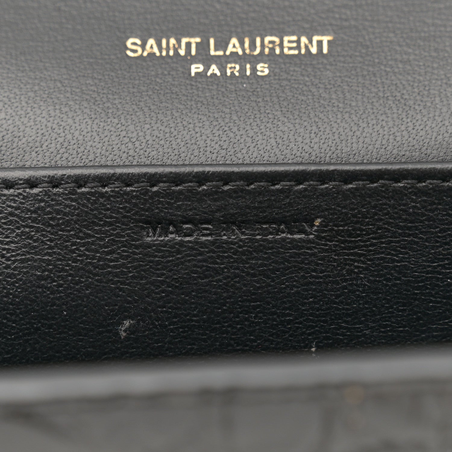 Saint Laurent Calfskin Crocodile Embossed Monogram Uptown Chain Wallet Black 7 of 13
