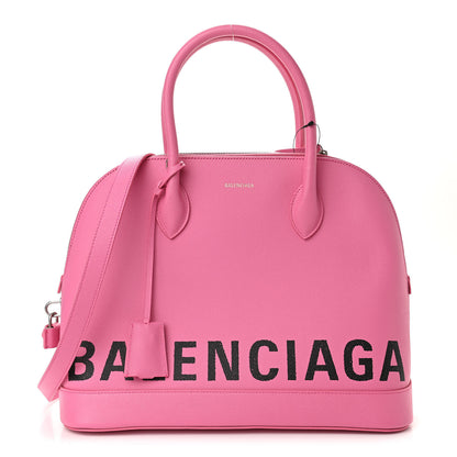 Balenciaga Signature Grained Calfskin Logo M Ville Top Handle Bag Rose Bubblegum Black 1 of 11