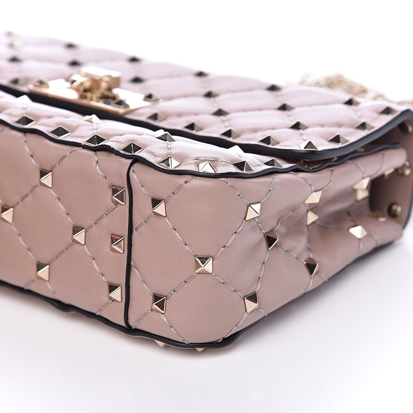 Nappa Small Rockstud Spike Shoulder Bag Poudre