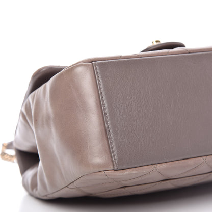 Chanel Glazed Calfskin Quilted Medium Gold Bar Top Handle Flap Dark Grey 6 of 10