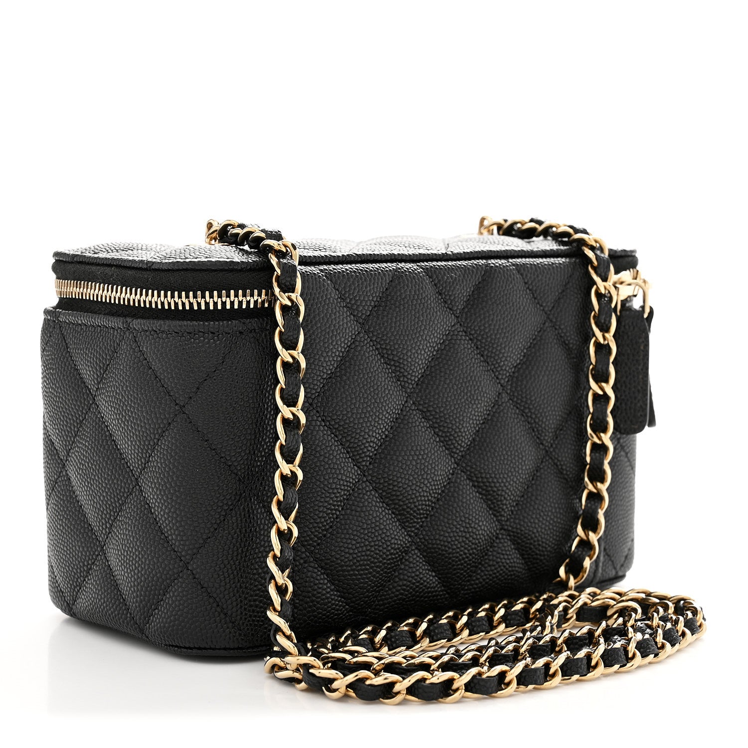 Chanel Caviar Quilted Small Tiny CC Vanity Case With Chain Black 3 of 11