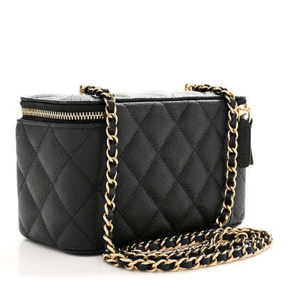 Chanel Caviar Quilted Small Tiny CC Vanity Case With Chain Black 3 of 11