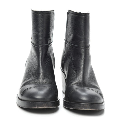 Chanel Calfskin Cap Toe Short Boots 37.5 Black 2 of 7