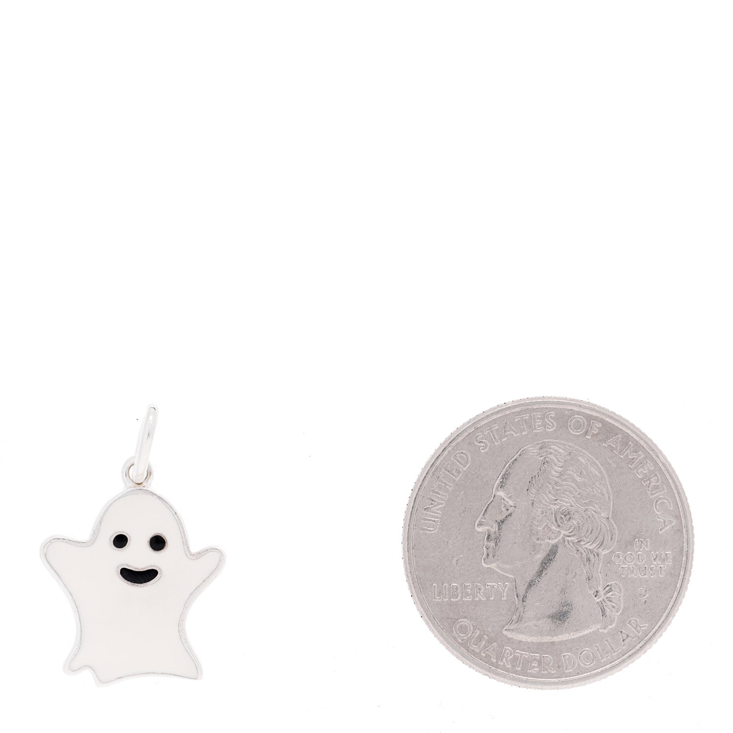 Tiffany Sterling Silver Enamel Halloween Ghost Charm White Black 2 of 3