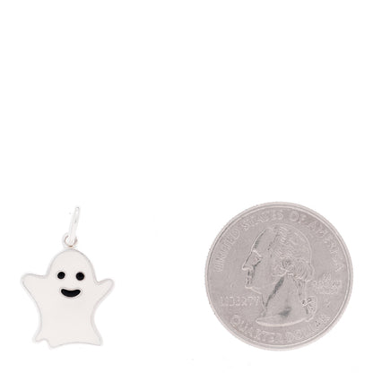 Tiffany Sterling Silver Enamel Halloween Ghost Charm White Black 2 of 3