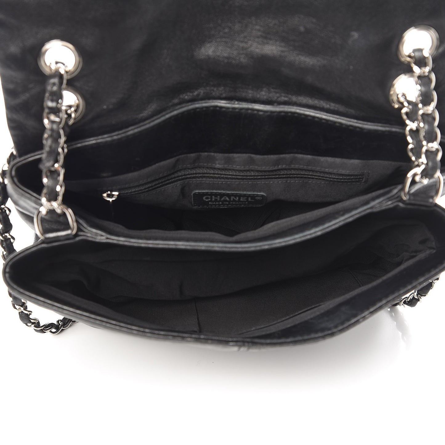 Shiny Lambskin Quilted Medium Trianon Messenger Flap Black