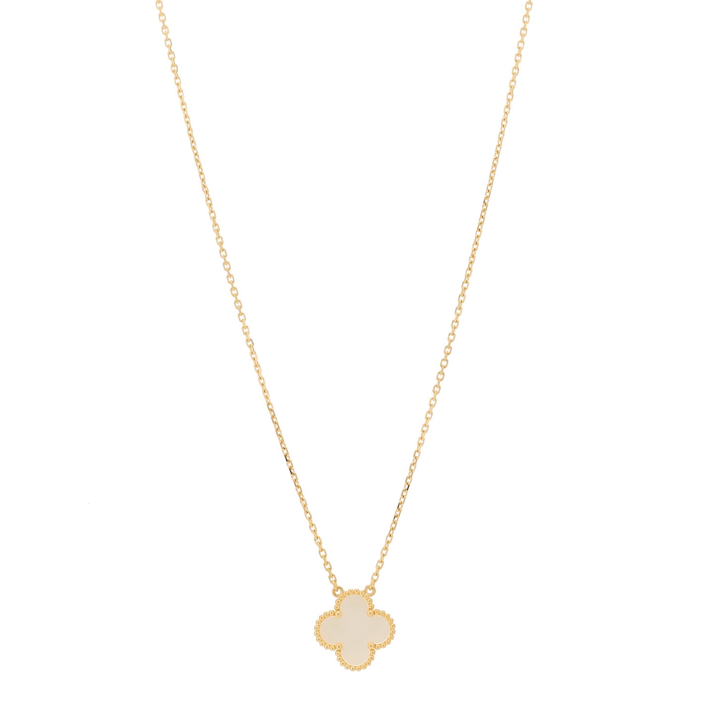 18K Yellow Gold Mother of Pearl Vintage Alhambra Pendant Necklace