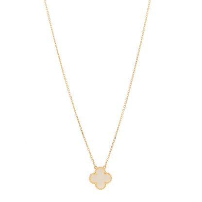 Van Cleef & Arpels 18K Yellow Gold Mother of Pearl Vintage Alhambra Pendant Necklace 1 of 5