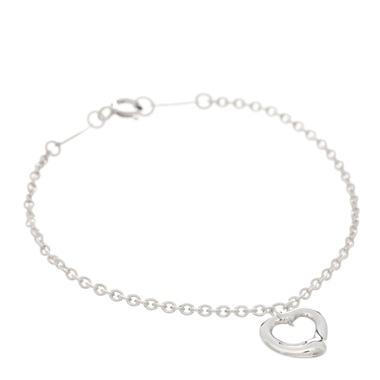Tiffany Sterling Silver Elsa Peretti Open Heart Charm Bracelet 1 of 3