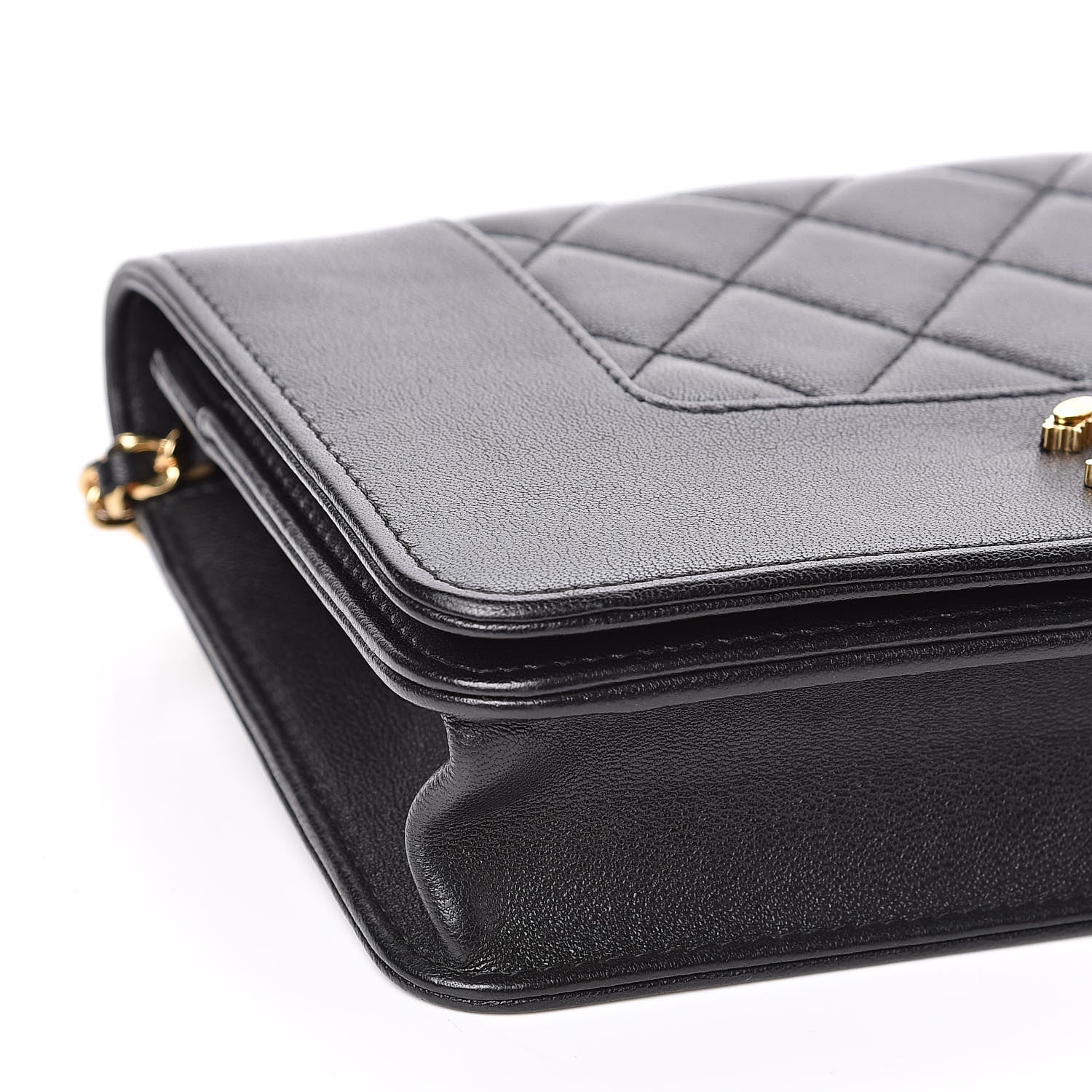 Chanel Sheepskin Quilted Mademoiselle Vintage Wallet On Chain WOC Black 10 of 13