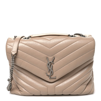 Saint Laurent Calfskin Y Quilted Monogram Medium Loulou Chain Satchel Nude Powder 1 of 12