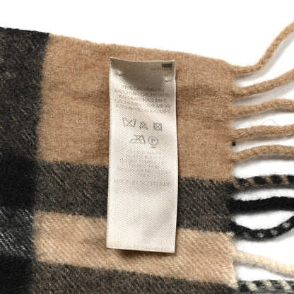 Burberry Cashmere Giant Check Fringe Scarf Camel 4 of 4