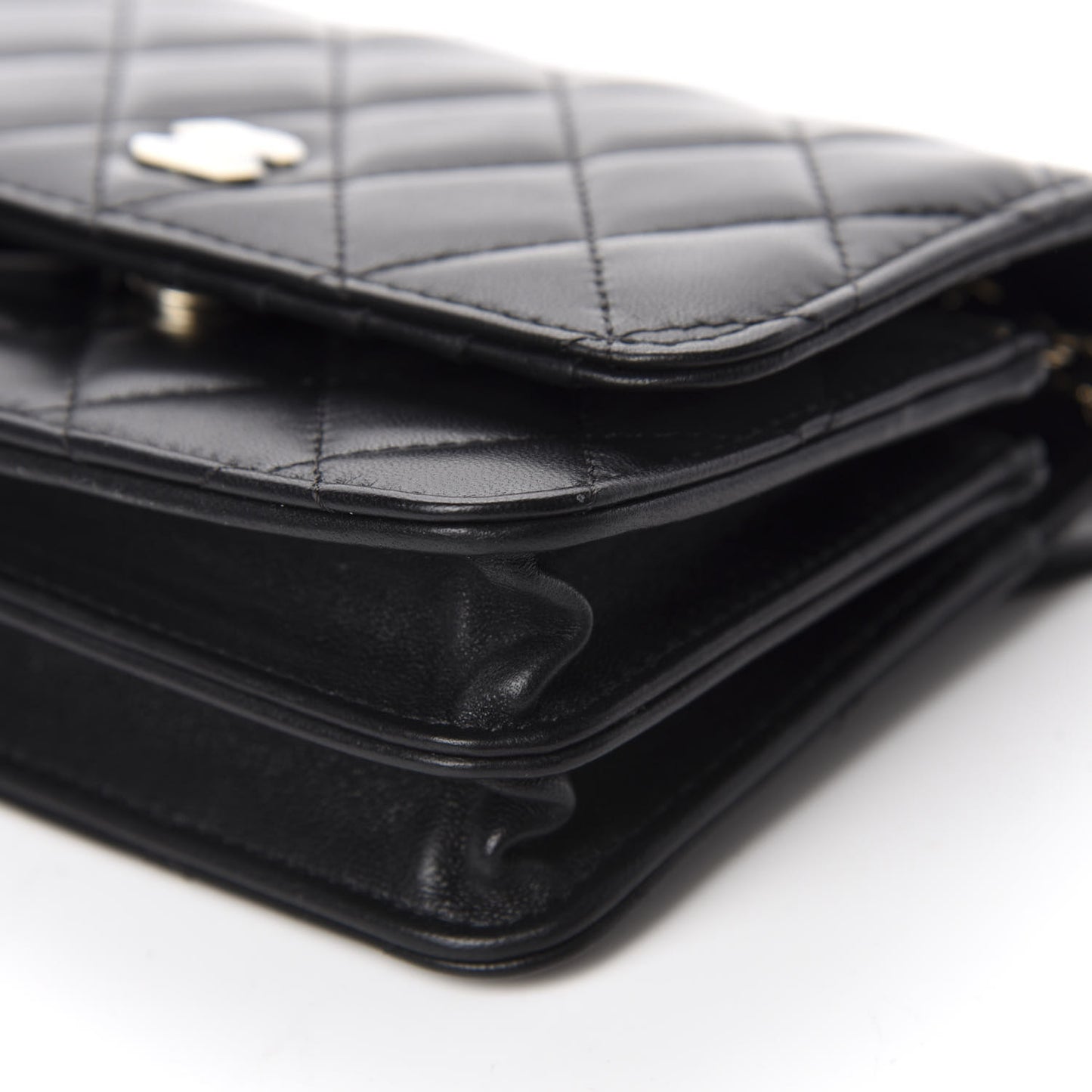 Lambskin Quilted Mini Wallet On Chain WOC Black