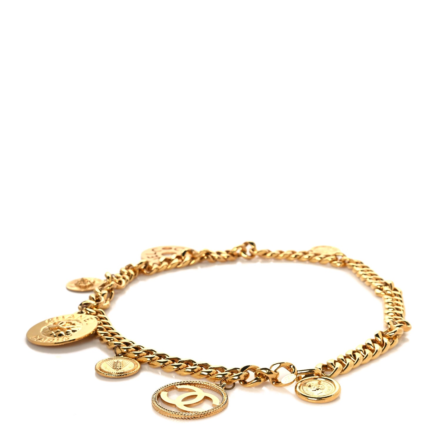 Chanel Metal Chain CC Medallion Charm Belt Gold 2 of 3