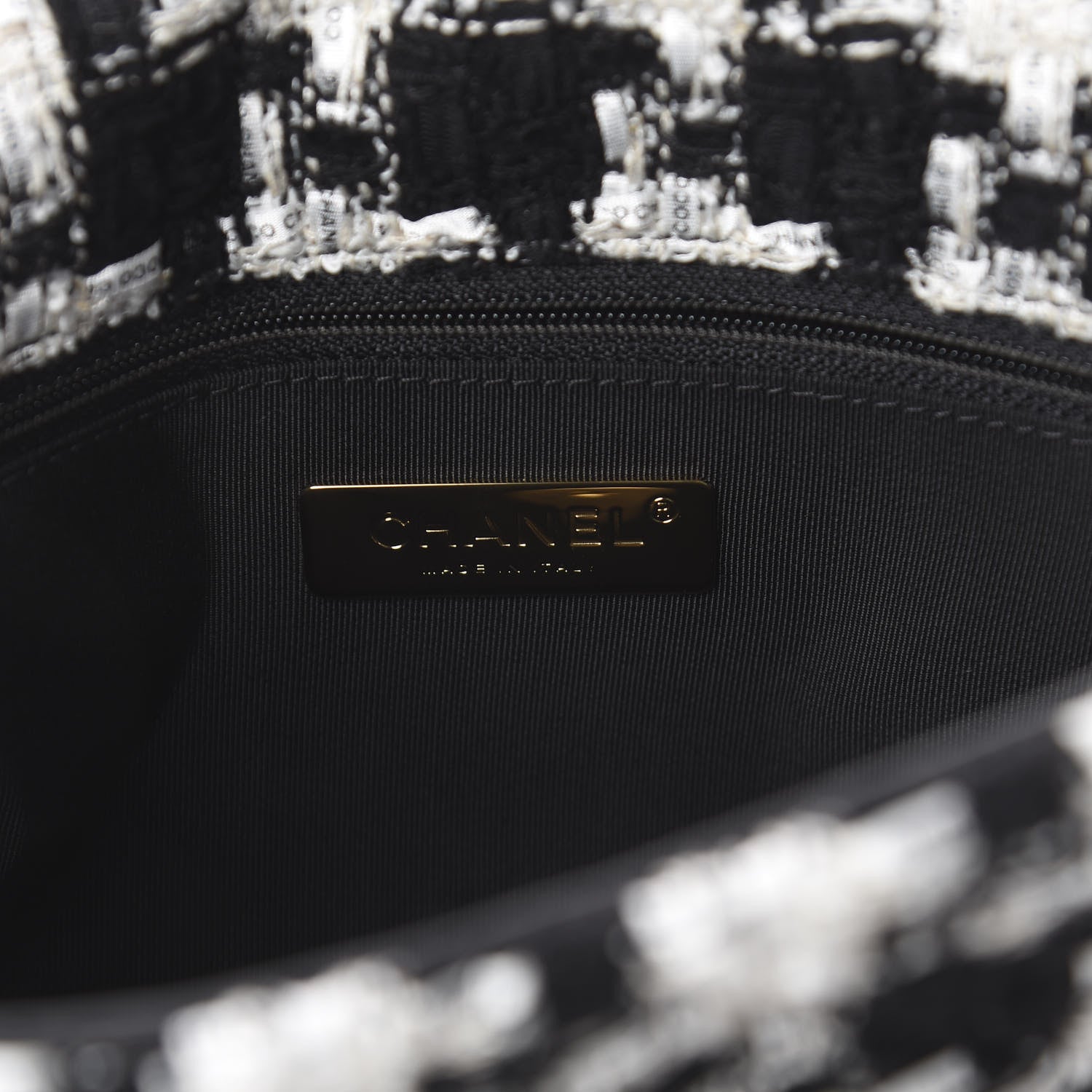 Chanel Tweed Quilted Medium 19 Flap Black Ecru White 5 of 9