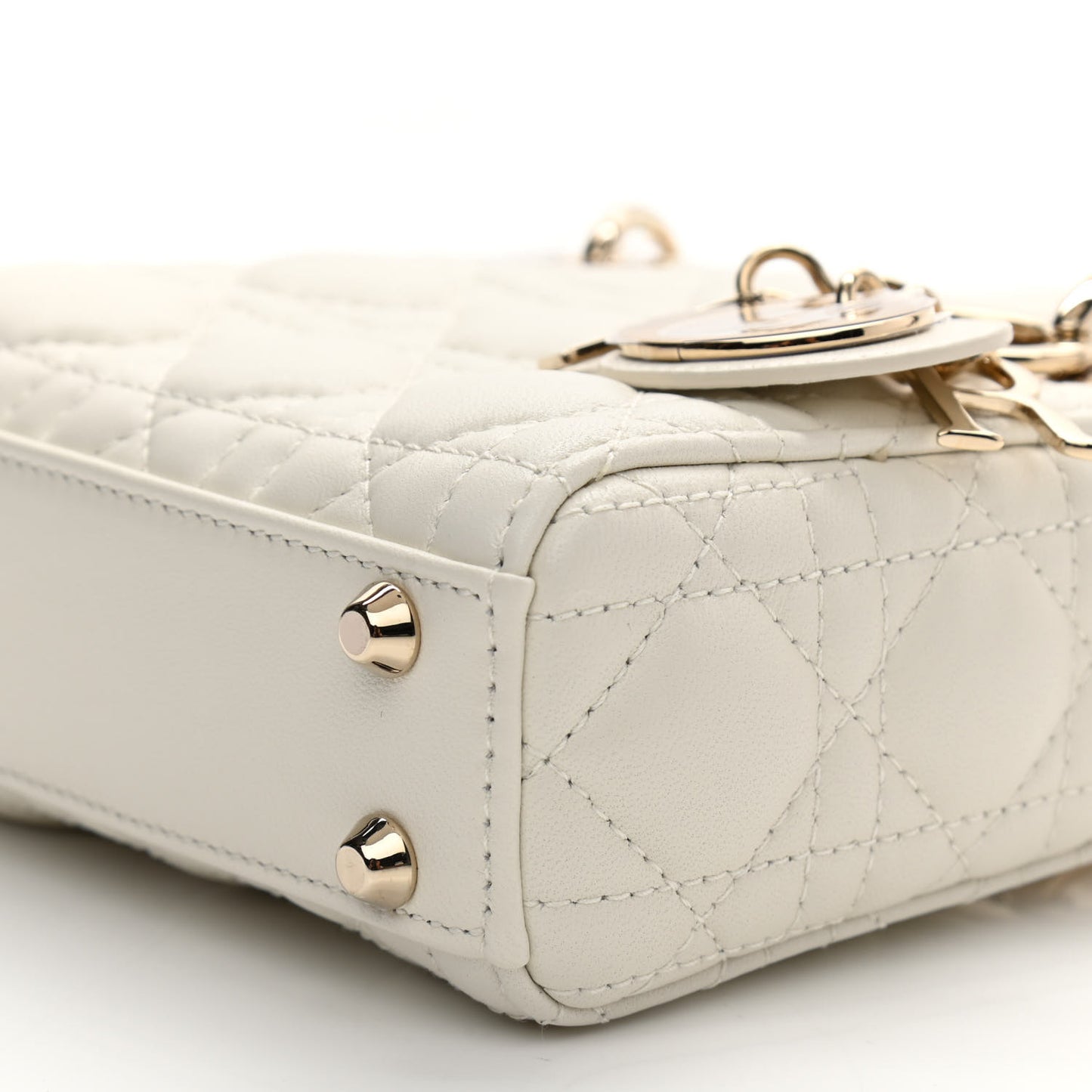 Lambskin Cannage Micro Lady Dior White