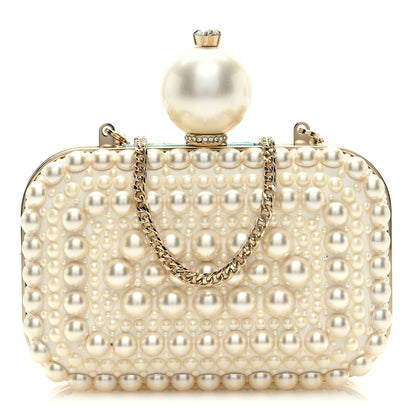 Jimmy Choo Suede Pearl Embellished Micro Cloud Handbag White 1 of 8