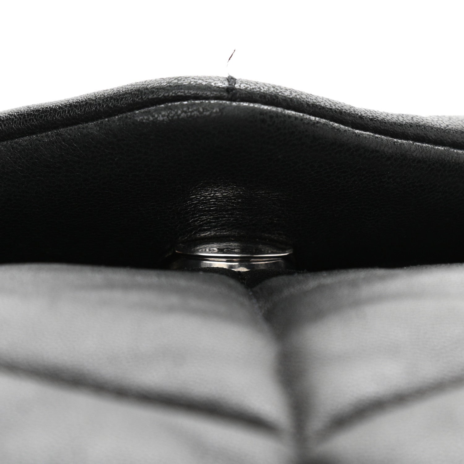 Saint Laurent Lambskin Quilted Medium Loulou Puffer Monogram Chain Satchel Black 10 of 12