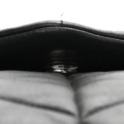 Saint Laurent Lambskin Quilted Medium Loulou Puffer Monogram Chain Satchel Black 10 of 12
