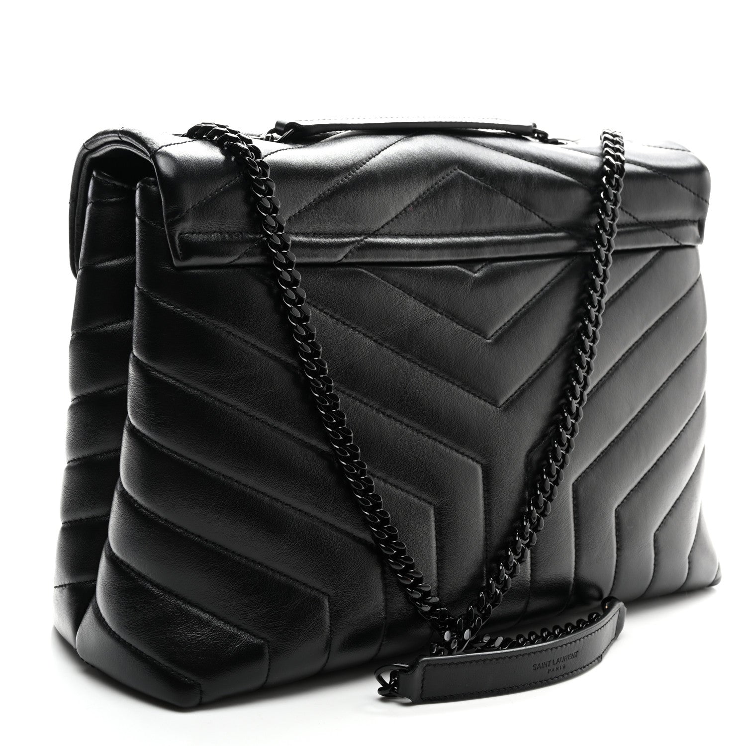 Saint Laurent Calfskin Y Quilted Monogram Monochrome Medium Loulou Chain Satchel Black 3 of 11
