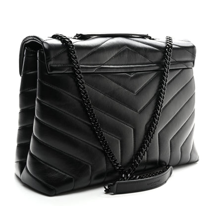 Saint Laurent Calfskin Y Quilted Monogram Monochrome Medium Loulou Chain Satchel Black 3 of 11