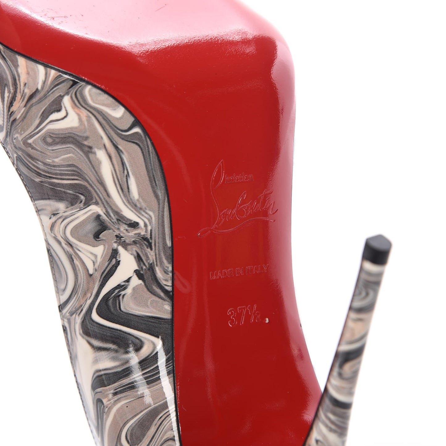 Patent Marble Swirl Pigalle Follies 100 Pumps 37.5 White