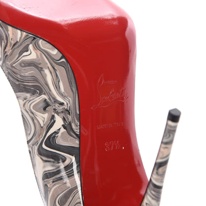 Christian Louboutin Patent Marble Swirl Pigalle Follies 100 Pumps 37.5 White 6 of 9