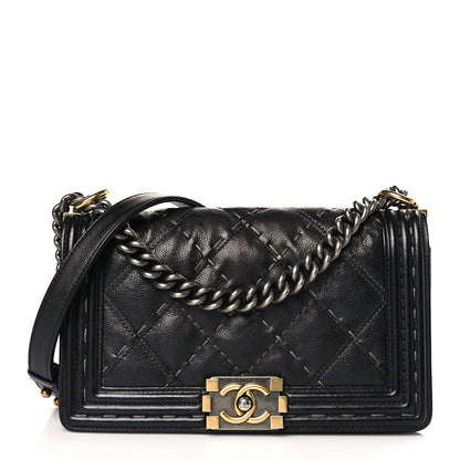 Chanel Calfskin Double Stitch Medium Boy Flap Black 1 of 9