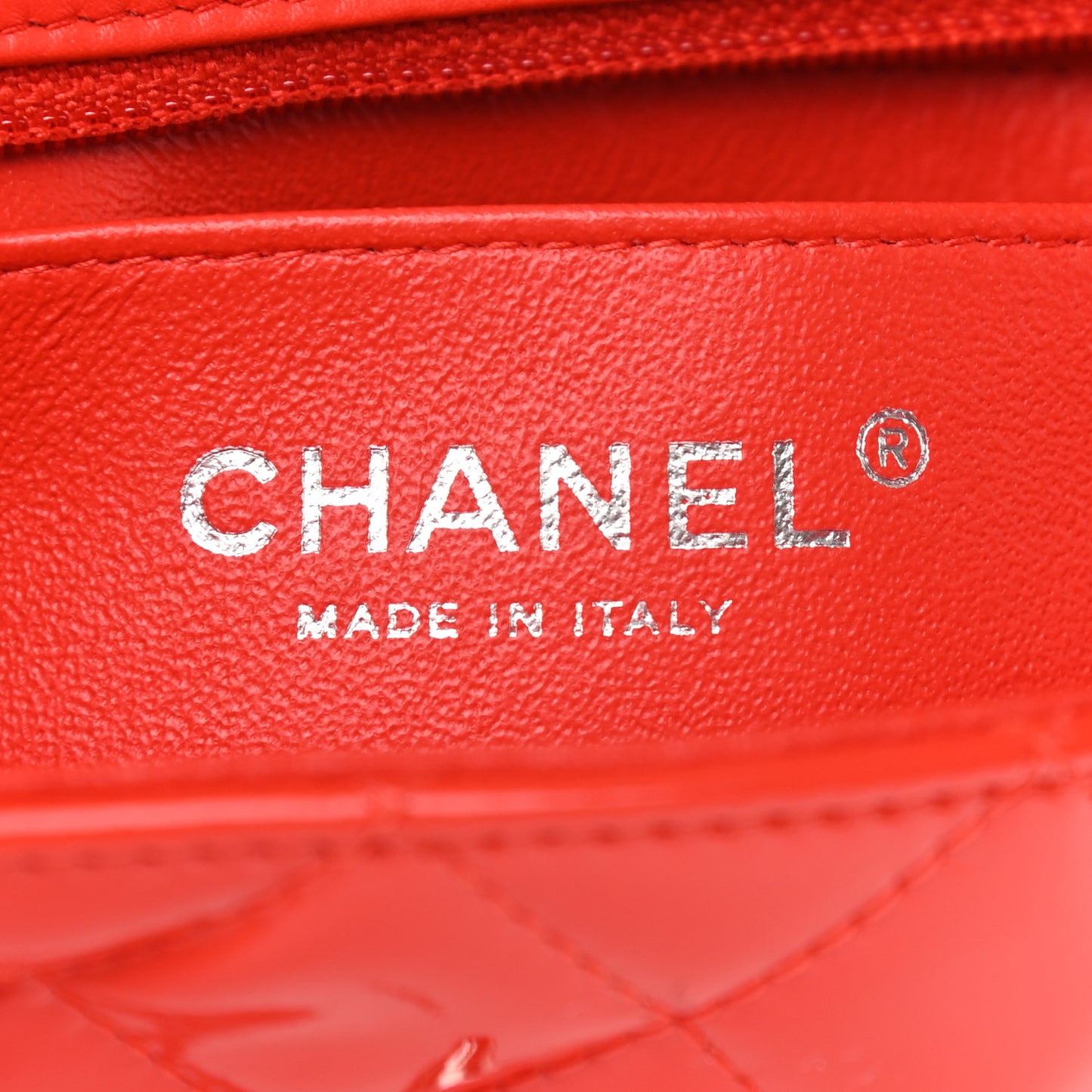 Patent Calfskin Quilted Mini Rectangular Flap Red