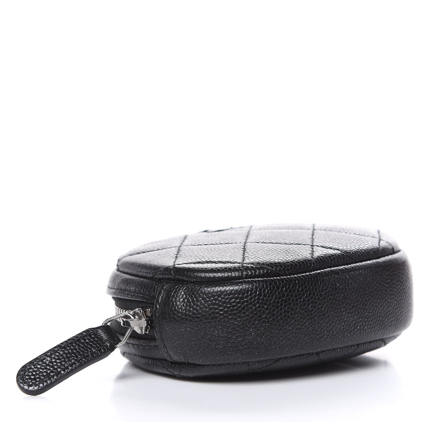 Iridescent Caviar Quilted Zip Around Classic Coin Purse Black