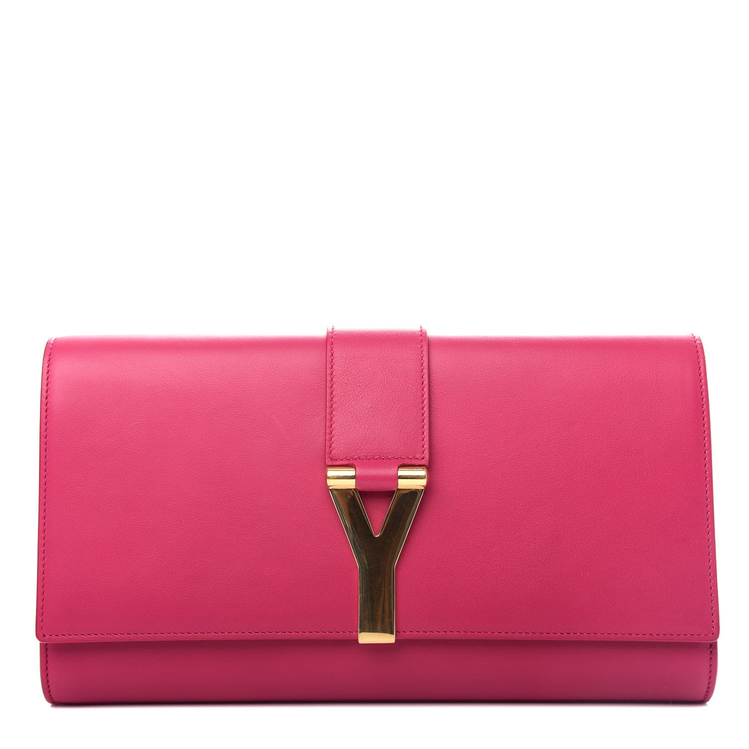 Saint Laurent Calfskin Classic Y Ligne Clutch Fuchsia 1 of 8