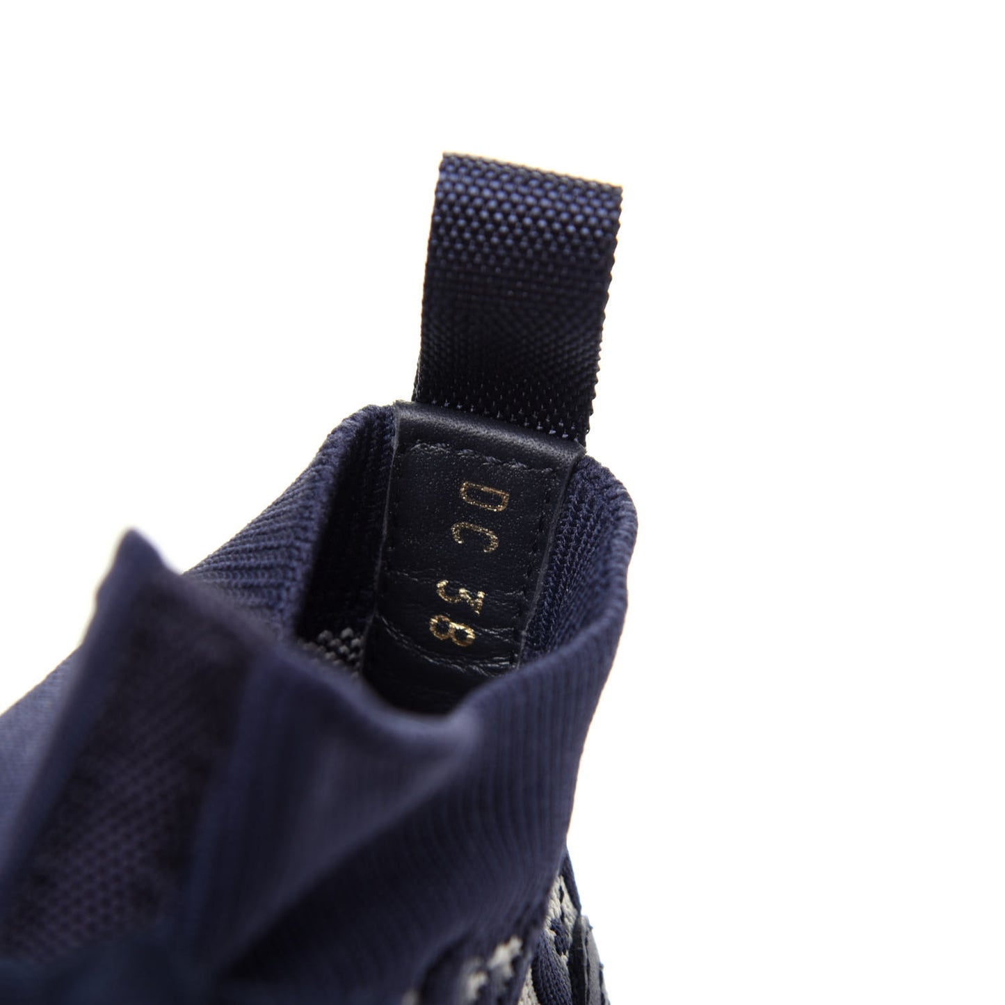 Technical Knit Calfskin Oblique Womens Walk'n Dior Mid Top Sneakers 38 Deep Blue