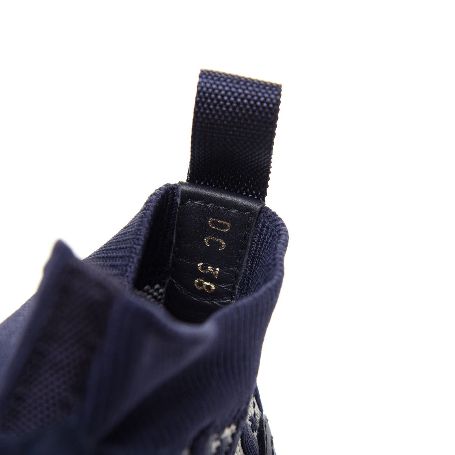 Christian Dior Technical Knit Calfskin Oblique Womens Walk'n Dior Mid Top Sneakers 38 Deep Blue 10 of 11