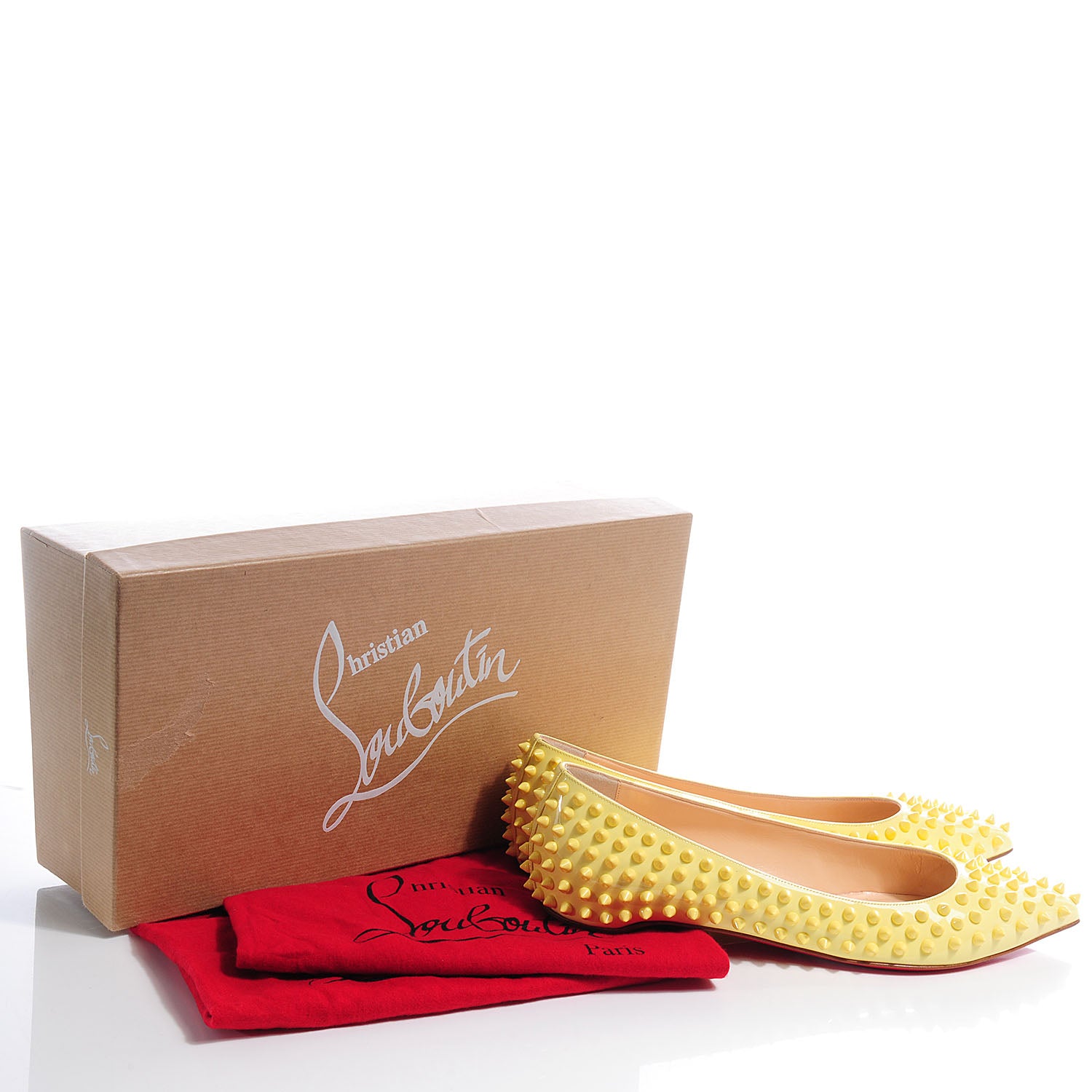 Christian Louboutin Patent Pigalle Spikes Flats 40 Lemon 6 of 8