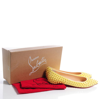 Christian Louboutin Patent Pigalle Spikes Flats 40 Lemon 6 of 8