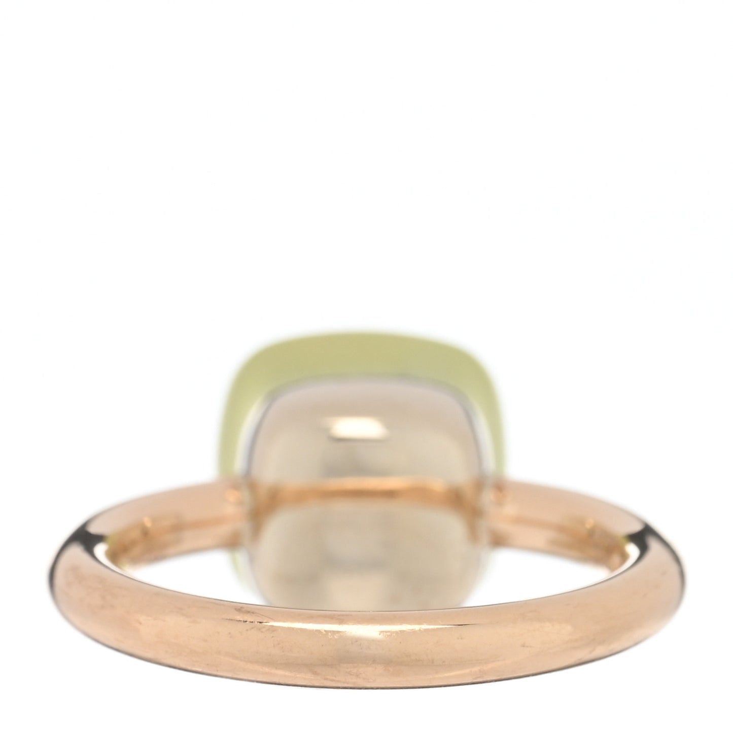 18K Rose White Gold Lemon Quartz Chrysoprase Classic Nudo Gele Ring 52 6