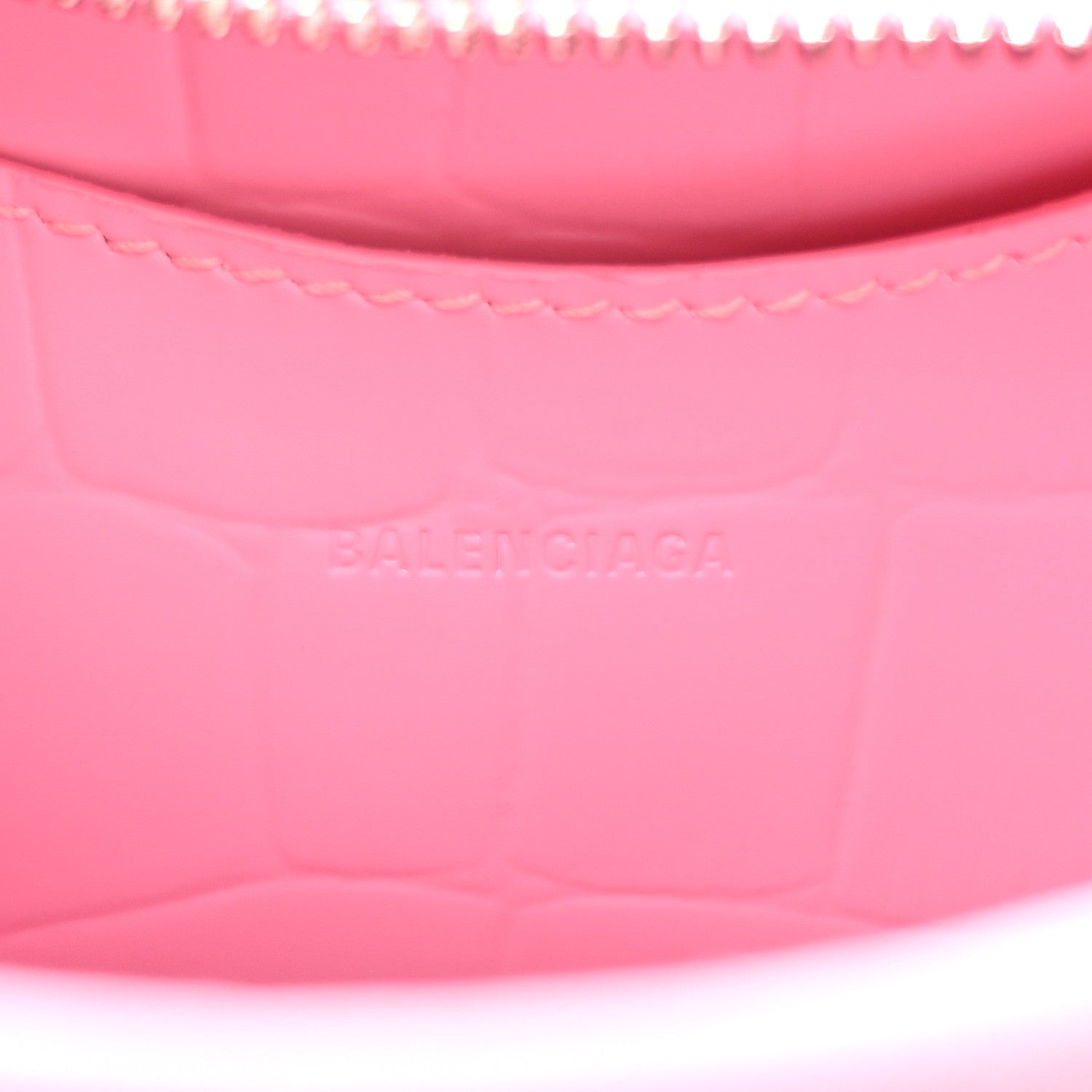 Balenciaga Semi Shiny Calfskin Crocodile Embossed Neo Classic Silver Hardware Mini City Pink 6 of 10