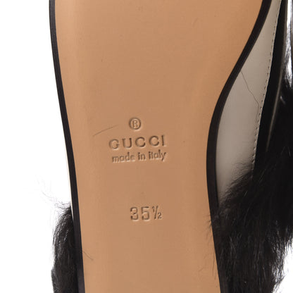 Gucci Malaga Kid Fur Zebra Inlay Womens Princetown Slippers 35.5 Mystic White Black 7 of 8
