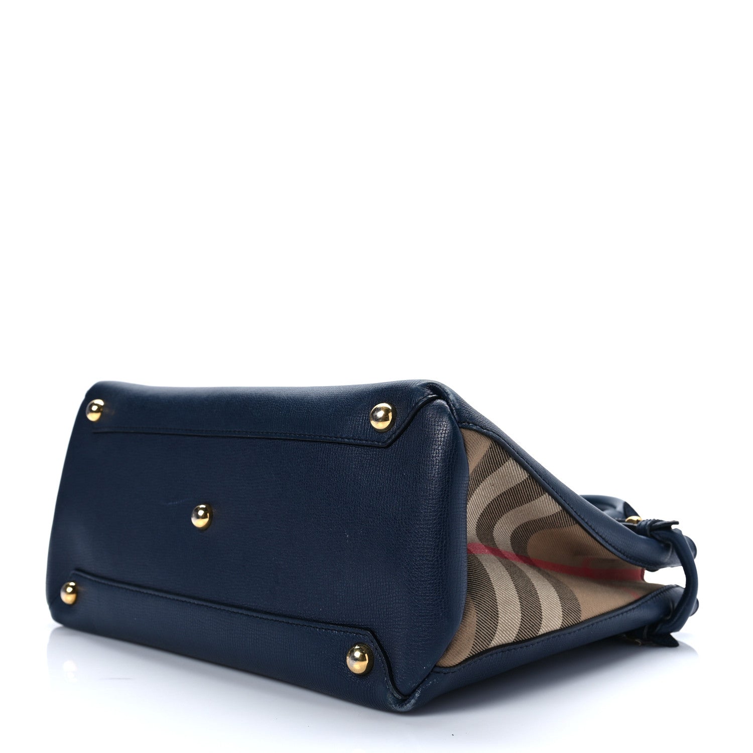 Burberry Grainy Calfskin House Check Medium Banner Tote Ink Blue 8 of 12