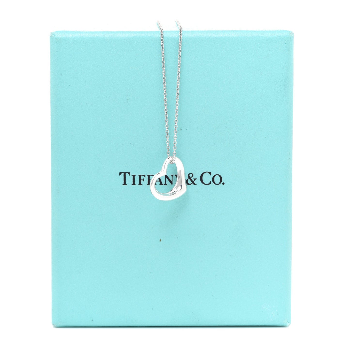 Sterling Silver 16mm Elsa Peretti Open Heart Pendant Necklace