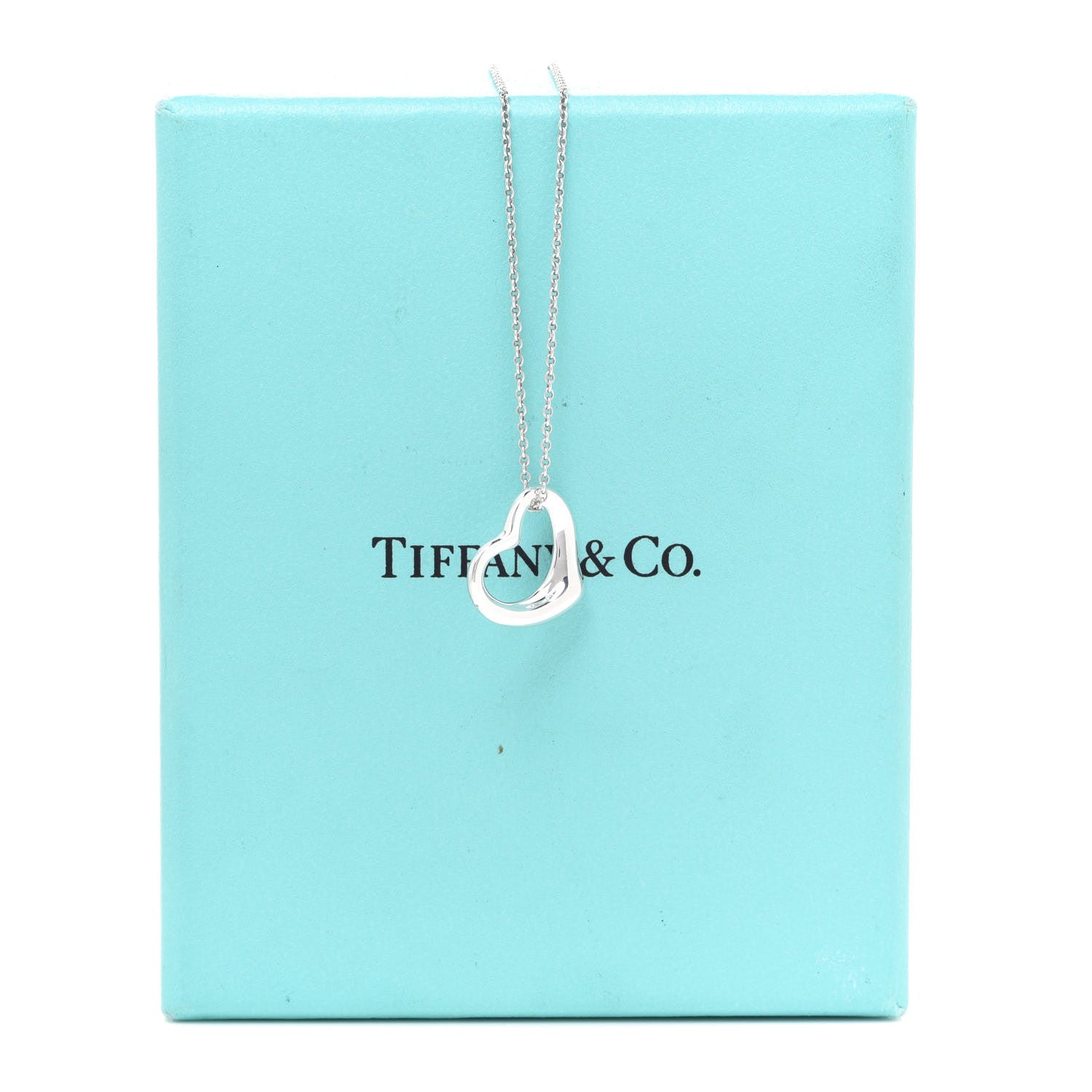 Tiffany Sterling Silver 16mm Elsa Peretti Open Heart Pendant Necklace 9 of 9