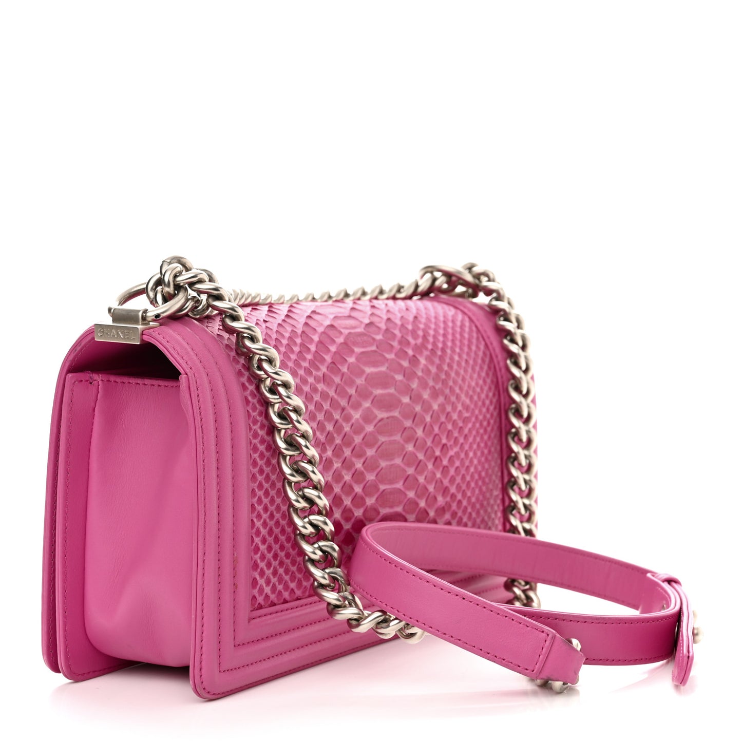 Matte Snakeskin Medium Boy Flap Pink