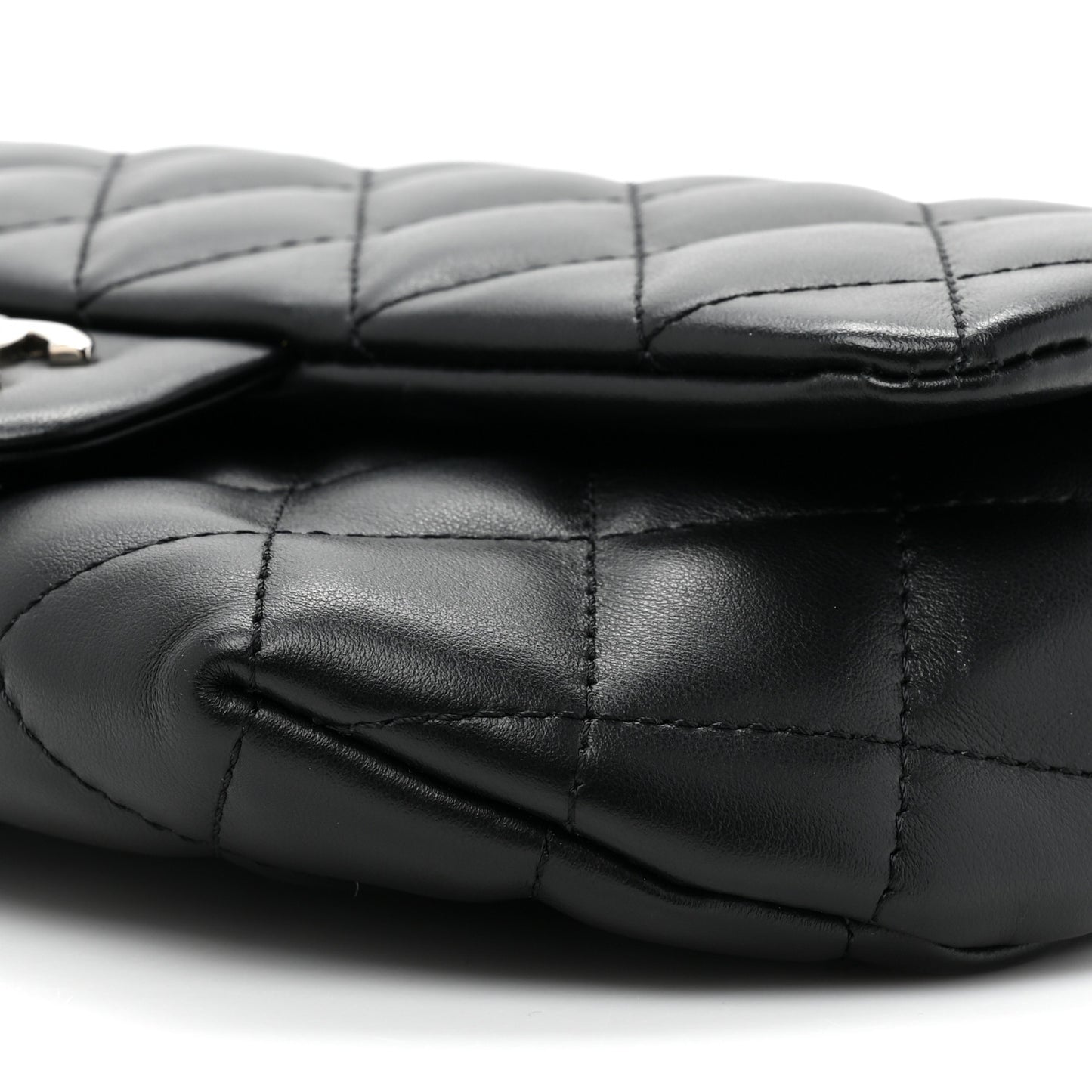 Calfskin Quilted CC Uniform Flap Belt Bag Black