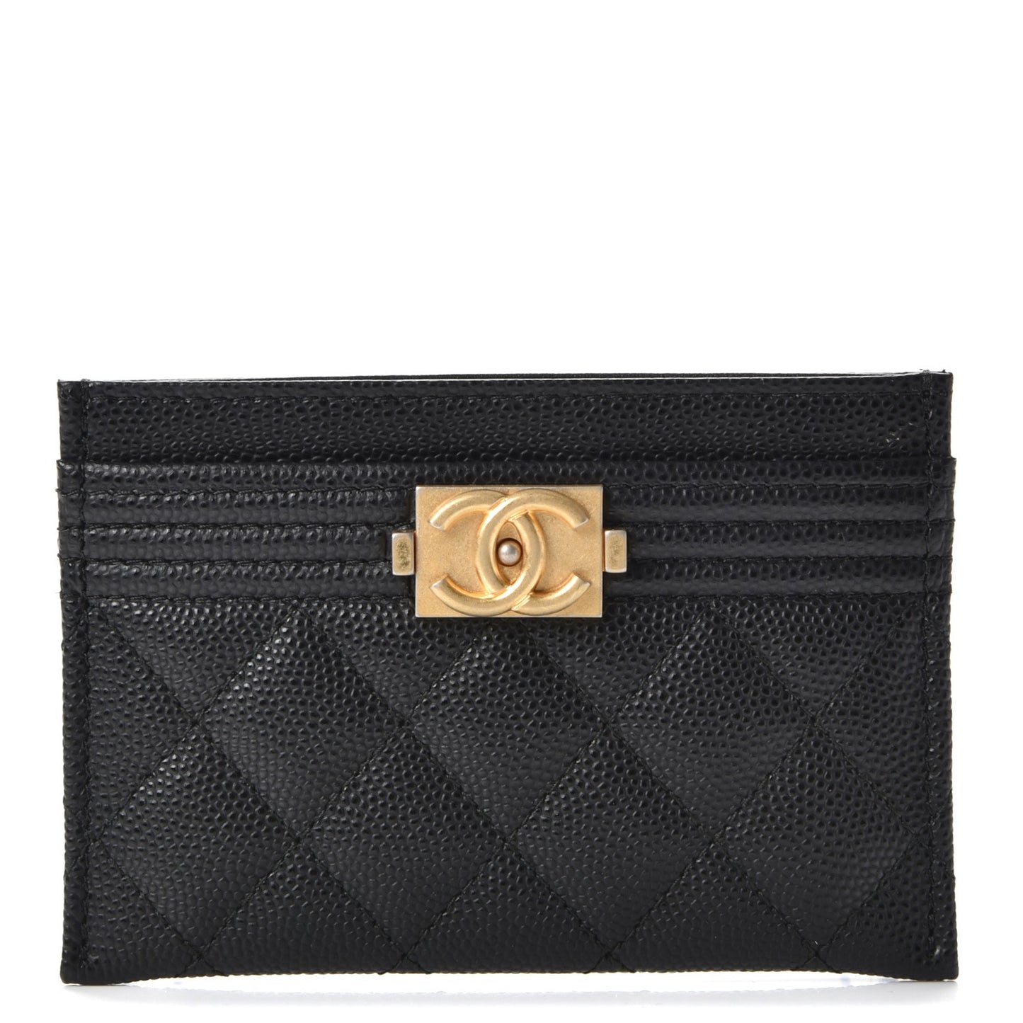 Caviar Quilted Boy Card Holder Black