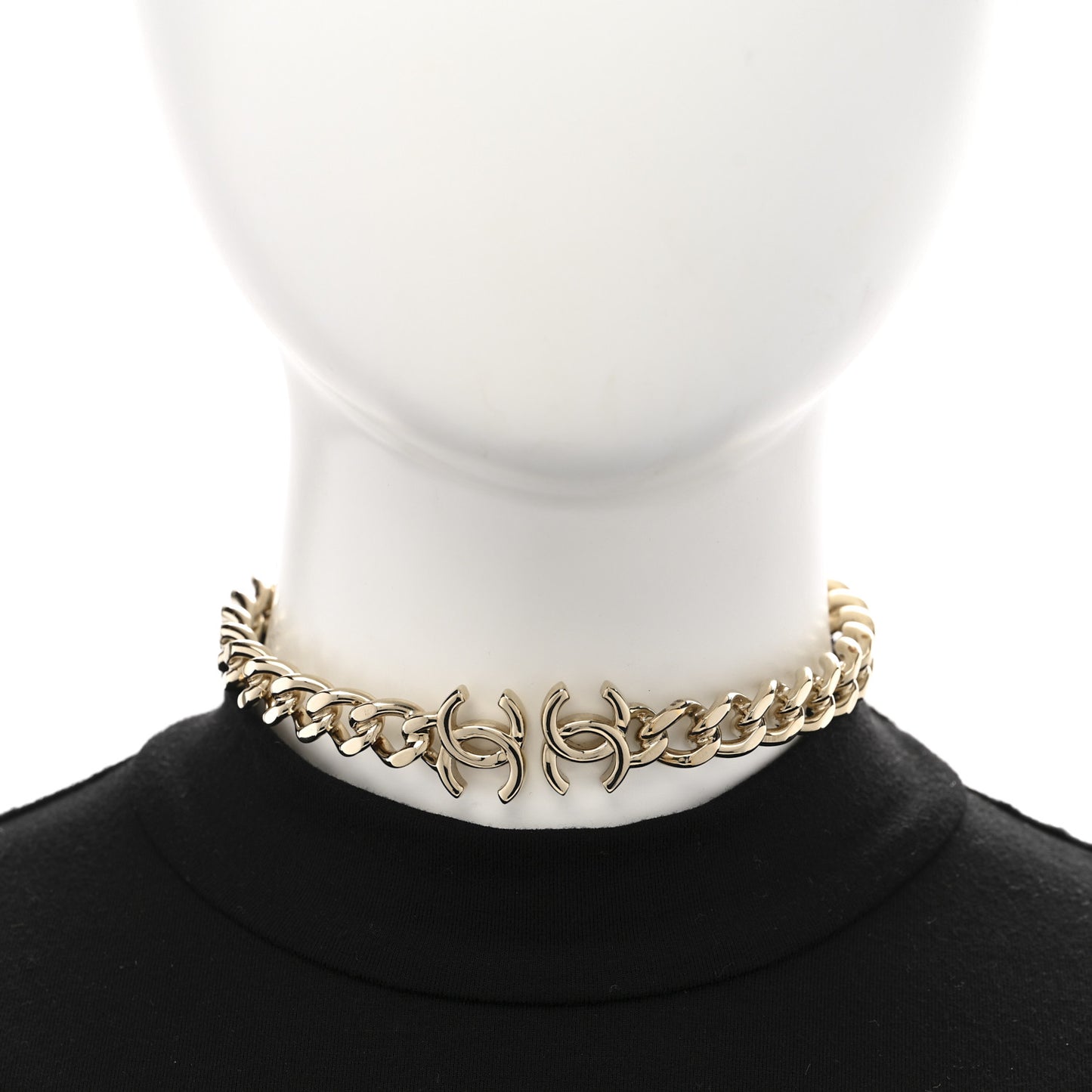 Metal CC Chain Link Choker Necklace L Gold