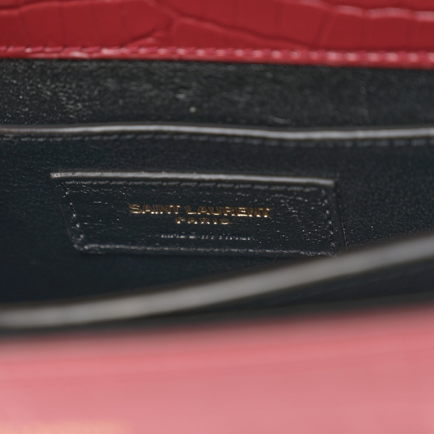 Calfskin Crocodile Embossed Mini Classic Monogram Cassandra Top Handle Red