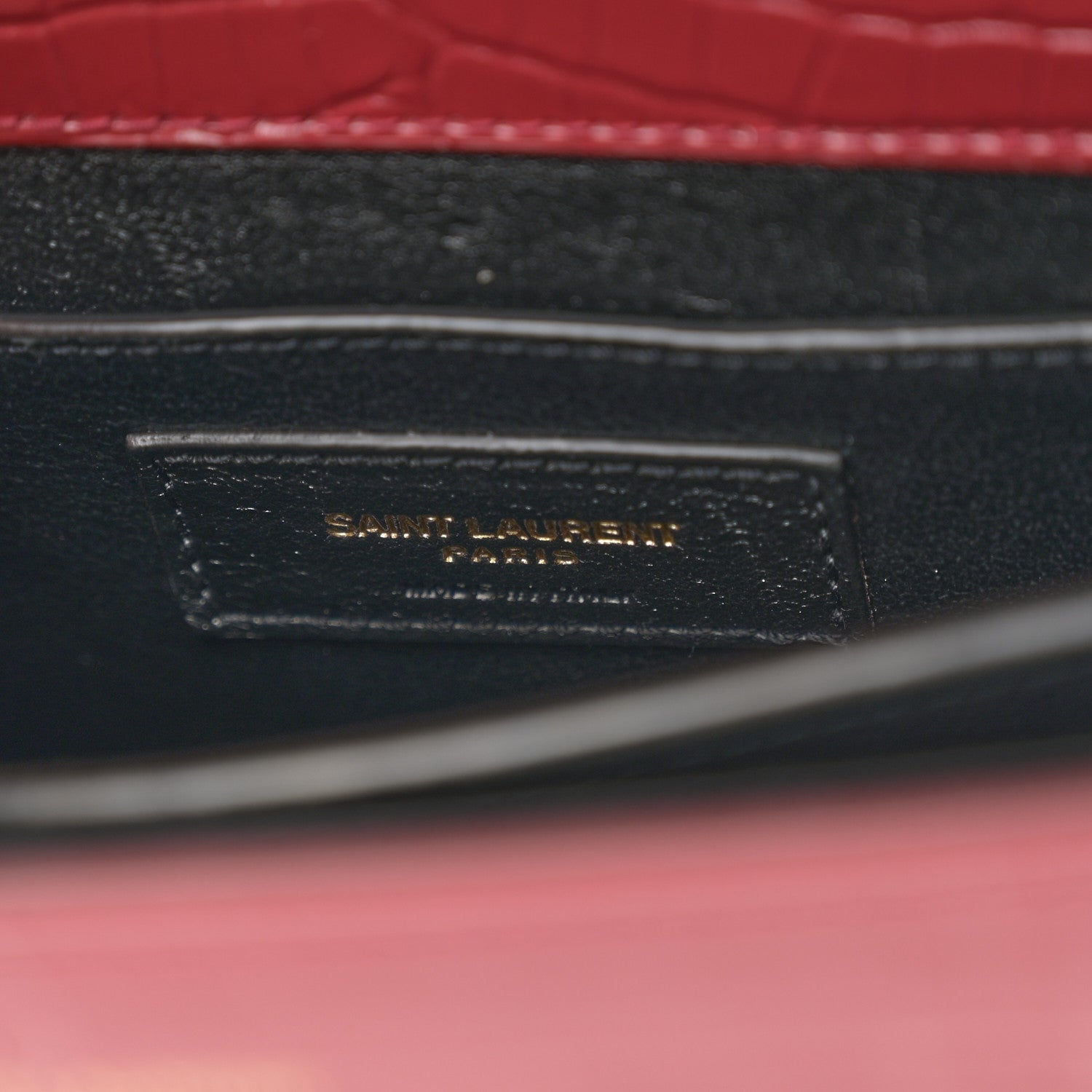 Saint Laurent Calfskin Crocodile Embossed Mini Classic Monogram Cassandra Top Handle Red 6 of 10