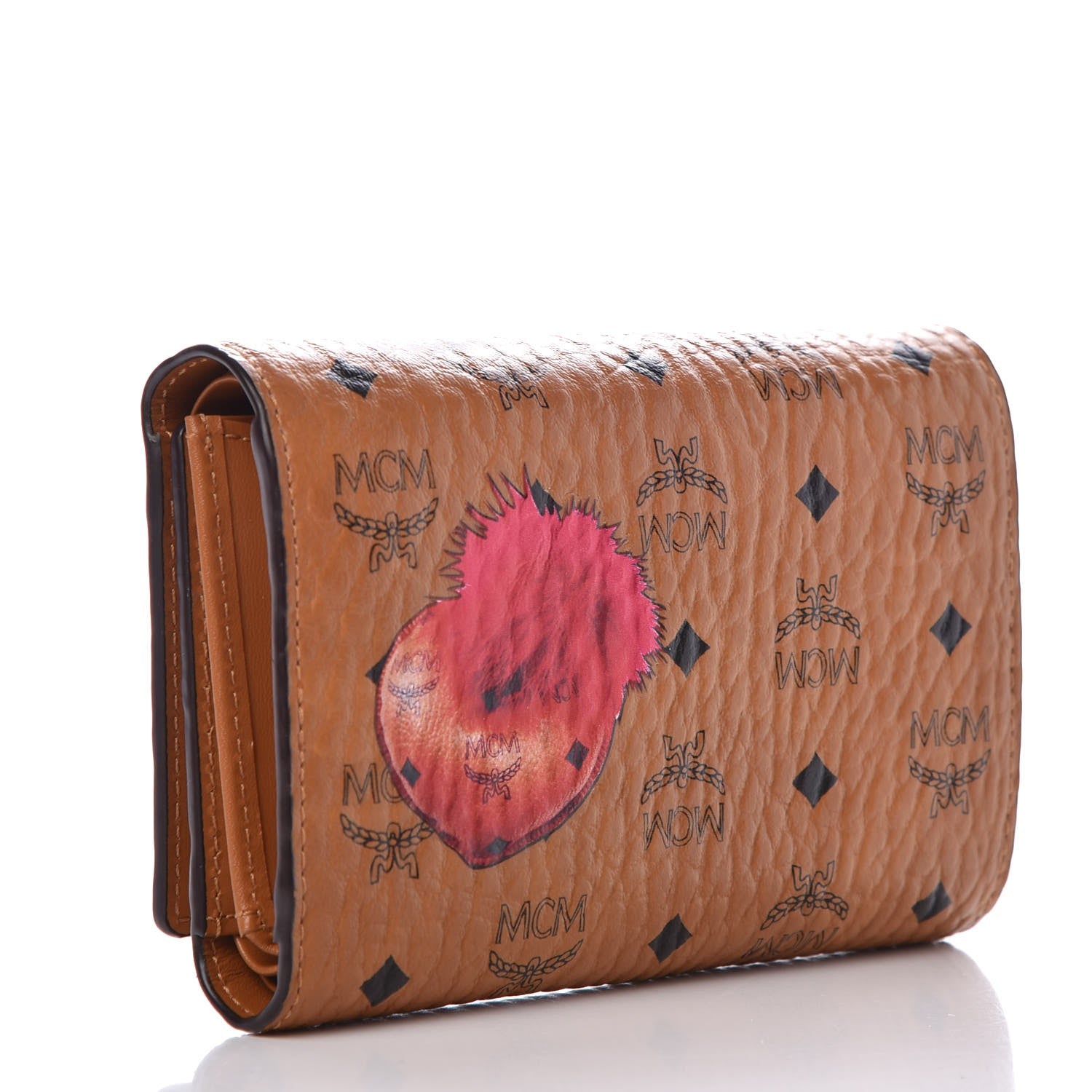 MCM Visetos New Year Series Rooster Three-Fold Flap Wallet Cognac 3 of 9